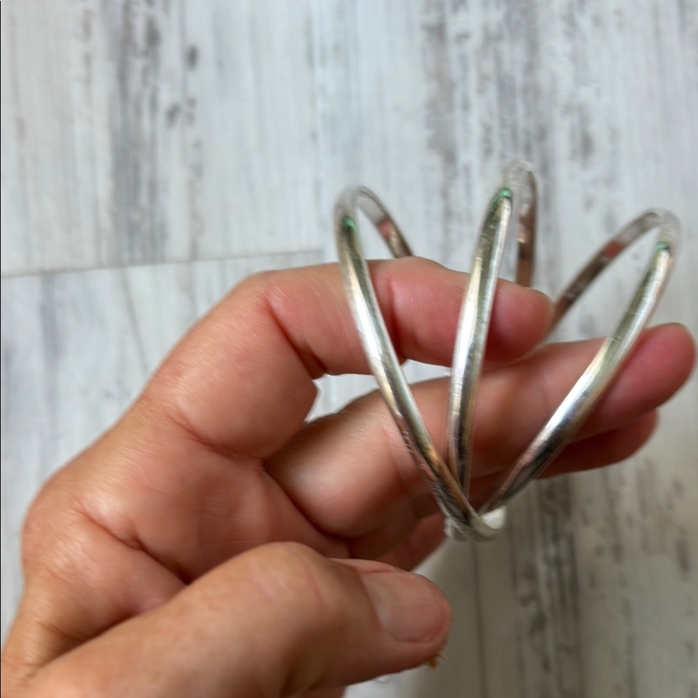 Chic Silver Plated Bangle Bracelet Set - image 3